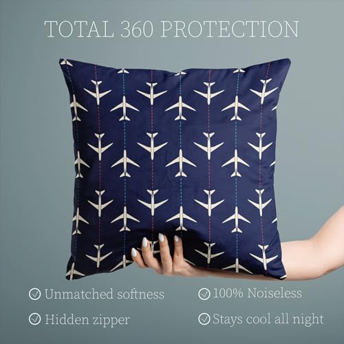 Navy Blue & White Airplanes Throw Pillow Cover - 18" x 18" (Pack of 1)