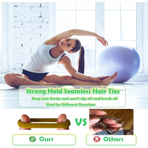 100-Pack Colorful Hair Ties No Damage Elastic Hair Bands for Thick Hair