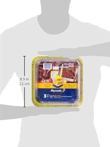Reynolds Kitchens Aluminum Pans - Durable with Lids | Blue, 8x8 Inch, 3 Count