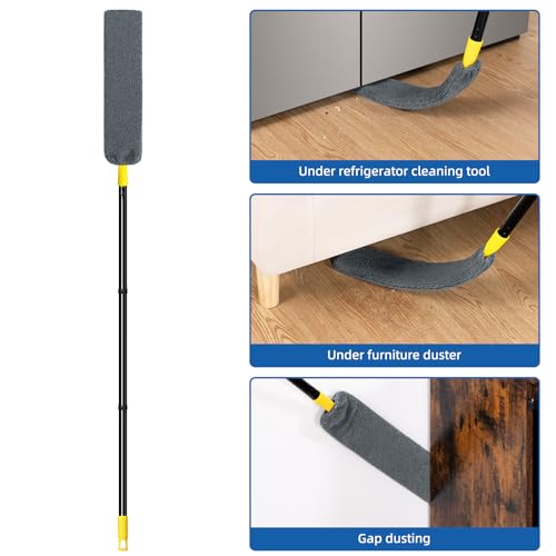 Qaestfy Under Appliance Cleaning Tool Kit with Long Handle & Microfiber Pads