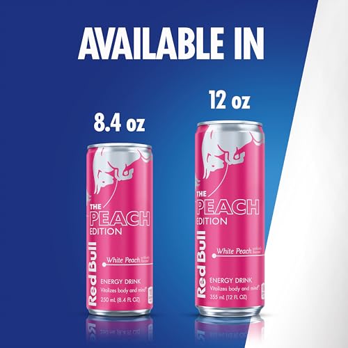 Red Bull Energy Drink, White Peach Edition, 8.4 fl oz Cans (4 Pack)