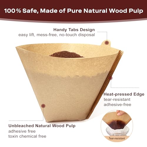 DechoPak 120 Count #4 Coffee Filters 8-12 Cup Unbleached Cone - Extra Strong & Durable