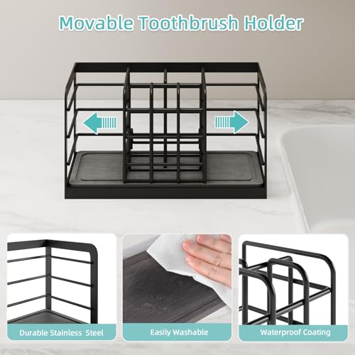NANAGIFTREE Rust-Proof Toothbrush Holder with Instant-Drying Stone Base