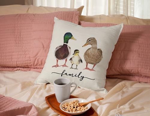 Family Duck Throw Pillow Cover 18x18, Decorative Farm Animal Cushion Case
