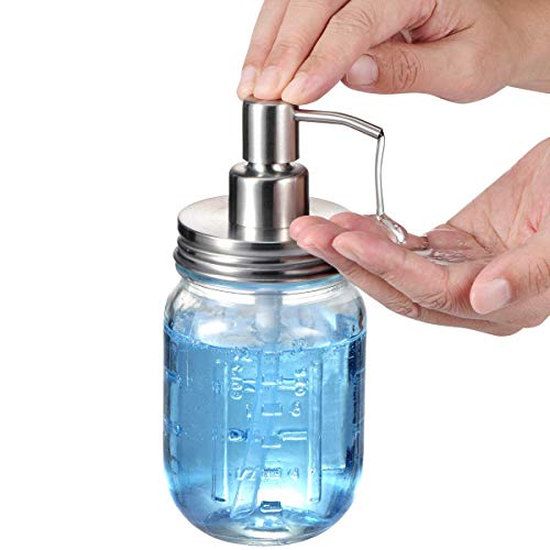 Amolliar 16oz Mason Jar Soap Dispenser with Brushed Nickel Pump