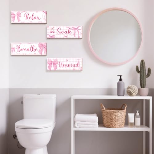 Pink Wall Decor Set with Inspirational Signs for Girls' Room - Riletese