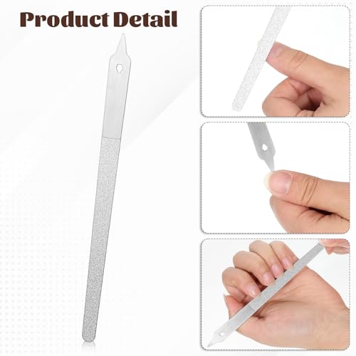 Exircy 4-Piece Stainless Steel Diamond Nail Files Set with Pointed Tip