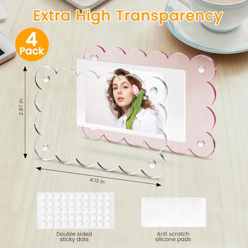 Colorful 4 Pack Acrylic Magnetic Photo Frames for Instax Mini