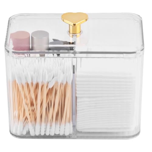 Kakalote 3-Compartment Q-Tip Holder & Makeup Organizer - Transparent