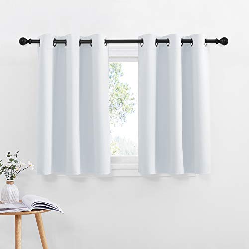 NICETOWN Greyish White Kitchen Curtain Panels, 2-Pack, 42"W x 36"L, Room Darkening