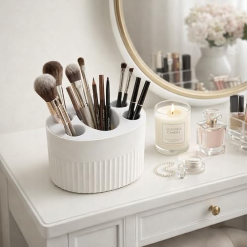 NCONEZON Multi-Slot Toothbrush Holder with Drainage - White ABS Organizer