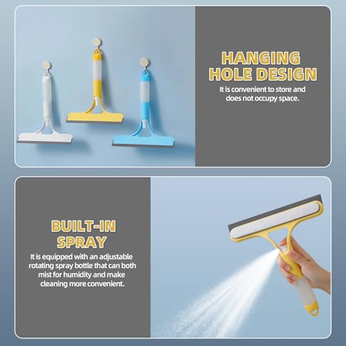 3-in-1 Spray Window Squeegee Cleaner with Built-in Spray Bottle, 3 Pack