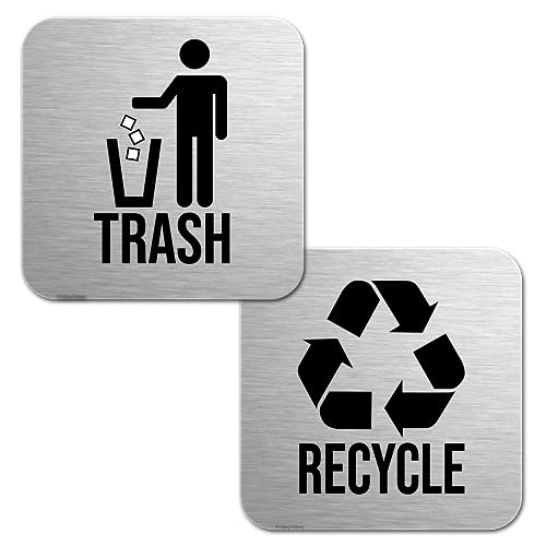 Trash and Recycle Magnets for Kitchen Bins - 5.5 Inch Square