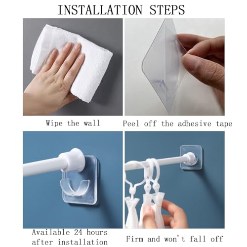 KuuGuu 12-Pack Adhesive Shower Curtain Rod Holders - No Drill Wall Brackets