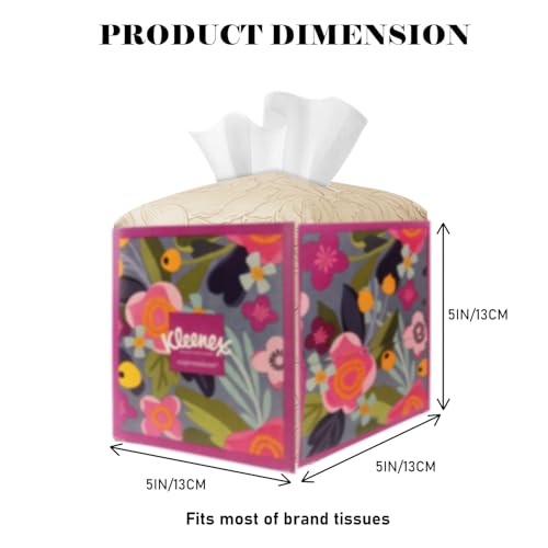 PARIERIS Soft Beige PU Leather Tissue Box Holder - Square Organizer for Home & Office