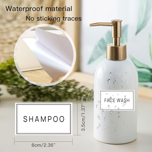 Bathroom Waterproof Label Stickers - 32pcs Organizing Labels for Bottles, Hand Soap, Shampoo & Conditioner