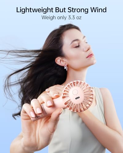 SWEETFULL Mini Portable Handheld Fan - Rechargeable 3-Speed Pink Travel Fan