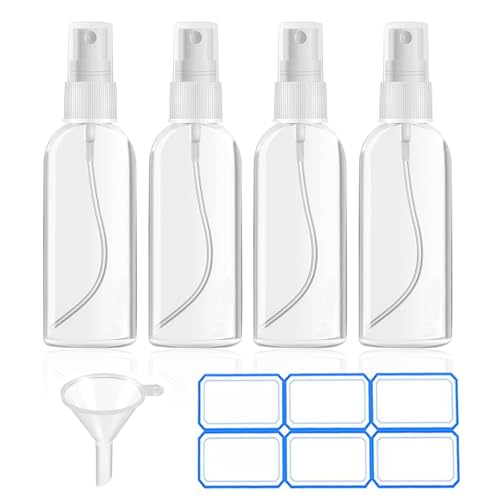 Clear Plastic Travel Spray Bottles 2 Oz 4 Pack Refillable Leak Proof