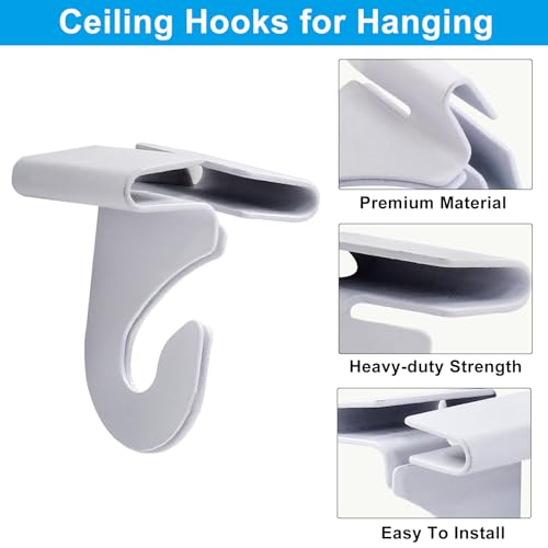 Biaungdo 6 Pairs Heavy-Duty White Drop Ceiling Hooks with Clips