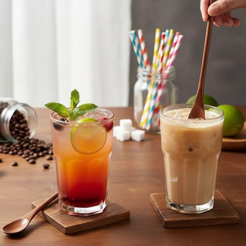 Zelphvt 2-Piece Long Wooden Coffee and Tea Spoons, 9.1 Inch