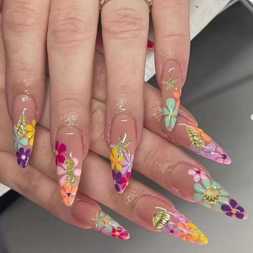 Gold Seashell & Starfish Nail Charms - 3D Ocean Alloy Decor for Summer Manicure
