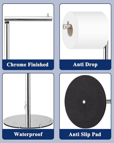 Chrome Free Standing Toilet Paper Holder Stand for 5 Rolls