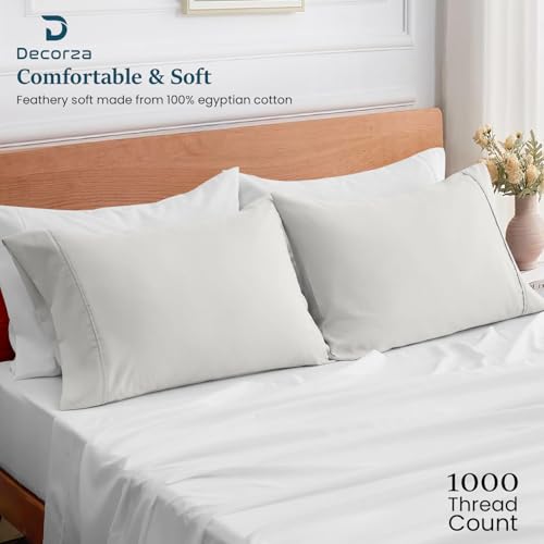 100% Organic Cotton Standard Pillowcases – Set of 2, 1000 TC Sateen, Silver