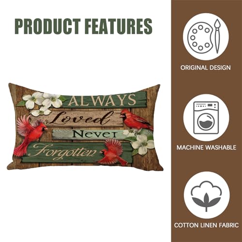 Cardinal Lumbar Pillow Cover | 12x20 Decorative Cushion, Farmhouse Style