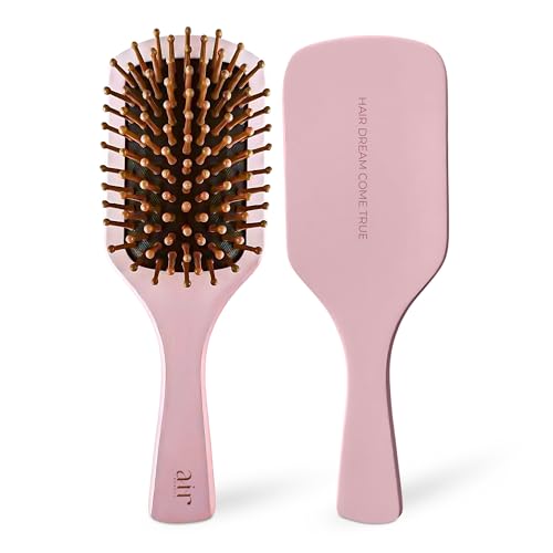 Air Beauty Wooden Paddle Hair Brush with Nylon Bristles and Scalp Massager