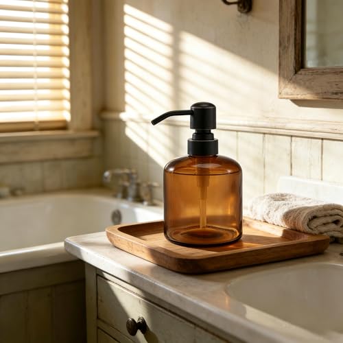 Oil Rubbed Bronze Glass Soap Dispenser - 11 Oz Refillable Pump