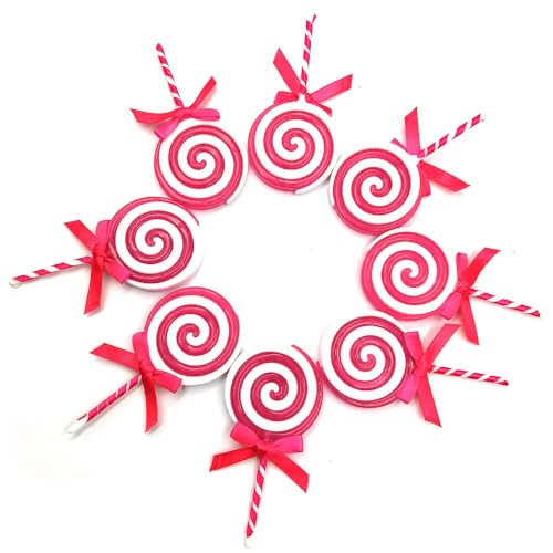 Pink Christmas Candy Cane Decorations - 12 Pack Plastic Hanging Ornaments