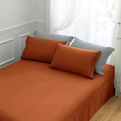 Aormenzy Standard Pillowcases - 2-Piece Microfiber Set, Rust