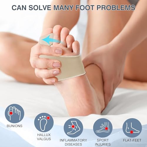 2 Pcs Bunion Corrector for Women & Men, Big Toe SeparatorComfortable & Breathable for Day/Night Support, Hallux Valgus Pain Relief Non-Slip Big Toe Straightener (Beige)