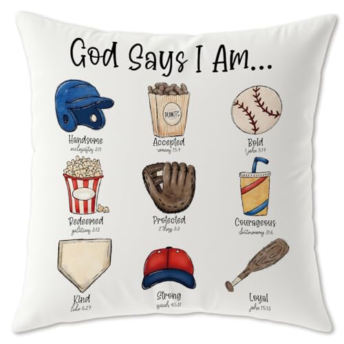 God Say Ball Baseball Pillow Cover 18x18 for Boys Room