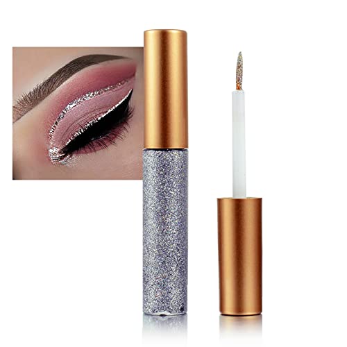 LAIKME Silver Glitter Liquid Eyeliner - Waterproof Shimmer Eye Liner