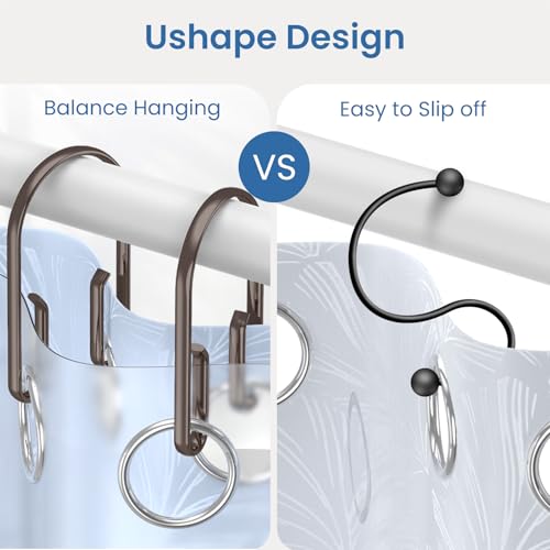 Rust-Resistant Double Shower Curtain Hooks - Set of 12