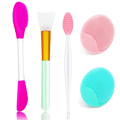 5-Piece Silicone Face Scrubber & Lip Exfoliating Brush Set