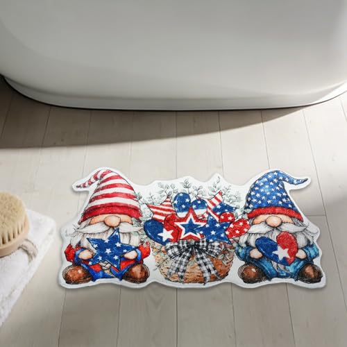 4th of July Gnome Bathroom Rug - Non-Slip Patriotic Bath Mat