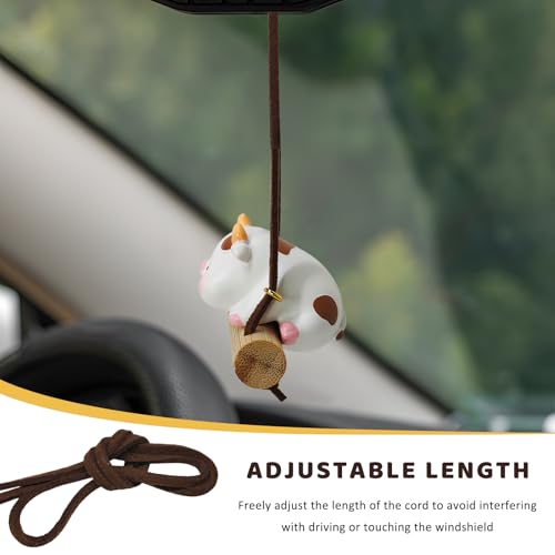 Swinging Cow Rearview Mirror Hanging Ornament - Cute Resin Car Pendant
