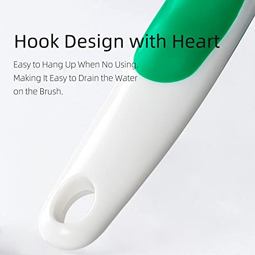 2-Pack Ergonomic Scrub Brushes with Long Handle - Green & White