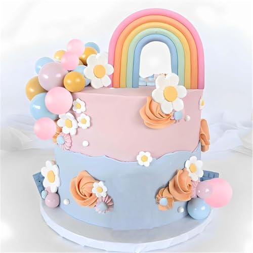 26pc Boho Rainbow Cake Topper Set for Groovy Hippie Themed Parties