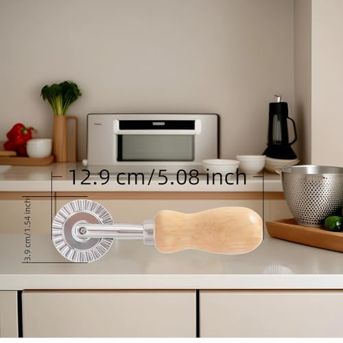 Hiiooweiyi Pasta Cutter Wheel with Wooden Handle - Fluted Ravioli & Pizza Cutter