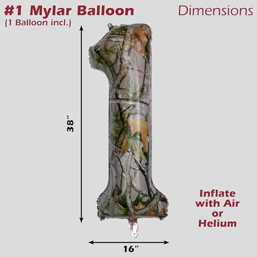 38 Inch Camo Number 1 Balloon - Hunter Mylar Birthday Decoration (1 Count)
