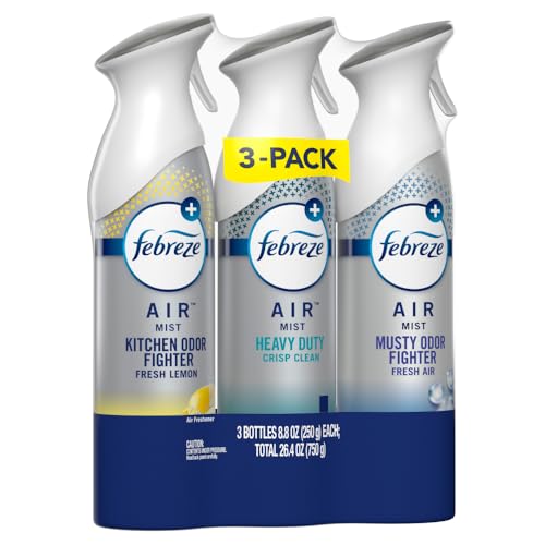 Febreze Air Freshener Spray, Odor-Fighting Room Spray, Heavy Duty Bundle, Heavy Duty Kitchen, Heavy Duty Crisp Clean, Musty Odor Fighter Scent Mix, 8.8oz, 3 Count