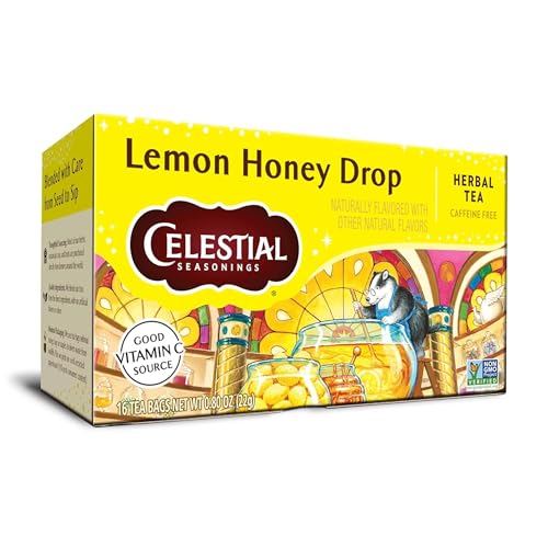Celestial Seasonings Lemon Honey Drop Herbal Tea - 16 Tea Bags Pack - Caffeine-Free Vitamin C