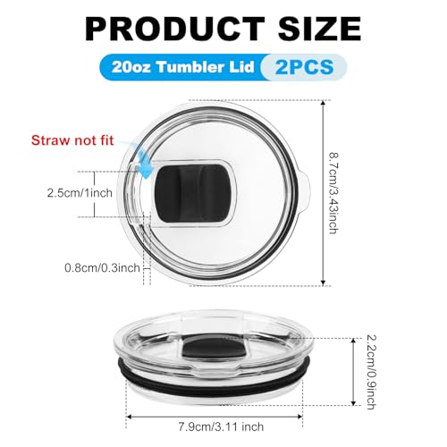 20 oz Tumbler Lid for Yeti, 2 Pcs Magnetic Replacement Lids for Yeti Rambler 20 oz Tumbler, 10/24 oz Mug and 10 oz Lowball, Travel Spill Proof Cup Lids Covers with Magnetic Slider Switch, BPA Free