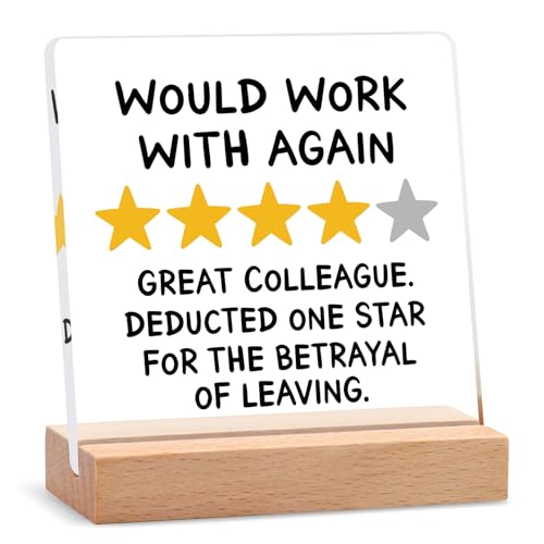 Funny Coworker Leaving Gift Plaque - 'Would Work With Again' 4''