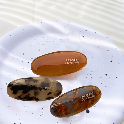 Volwiqu 3PCS French Tortoise Shell Hair Barrette Small Metal Hair Clips