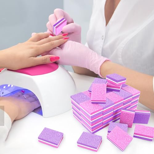 50 Pcs Mini Nail Buffer Blocks 100/180 Grit Sponge Files for Acrylic Nails