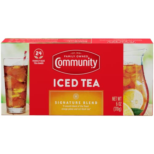 Community Coffee Signature Iced Tea Pack of 12 - 24 Family Size Tea Bags (24 Count x 12) - Refreshing Black Tea for Iced Tea